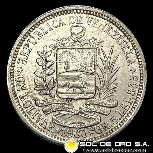 NA4 - REPUBLICA DE VENEZUELA - 1 BOLIVAR, 1960 - MONEDA DE PLATA