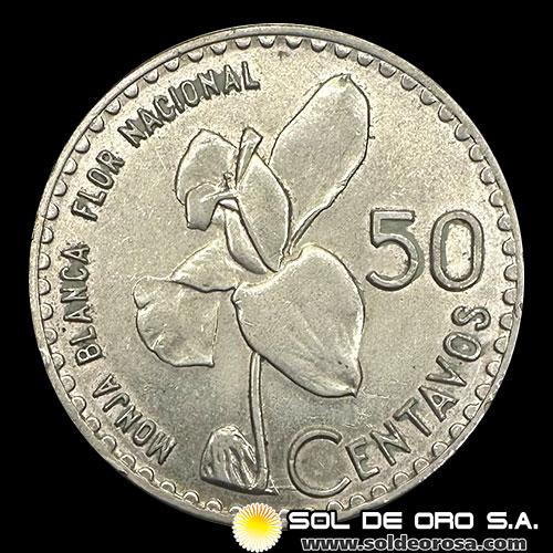 NA3 - GUATEMALA - 50 CENTAVOS, 1962 - MONEDA DE PLATA