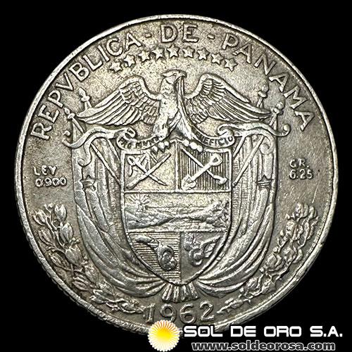 NA4 - PANAMA - 1/4 DE BALBOA, 1962 - MONEDA DE PLATA