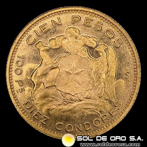 CHILE - 100 PESOS, 1963 - MONEDA DE ORO