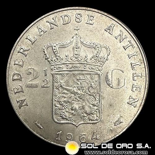 NA3 - HOLANDA - 2 1/2 GULDEN, 1964 - MONEDA DE PLATA