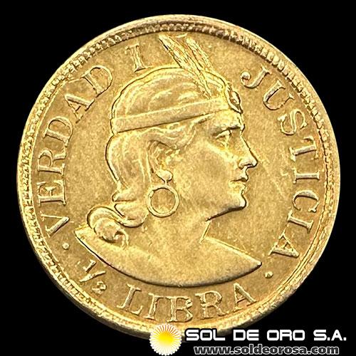 PERU - 1/2 LIBRA, 1969 - MONEDA DE ORO