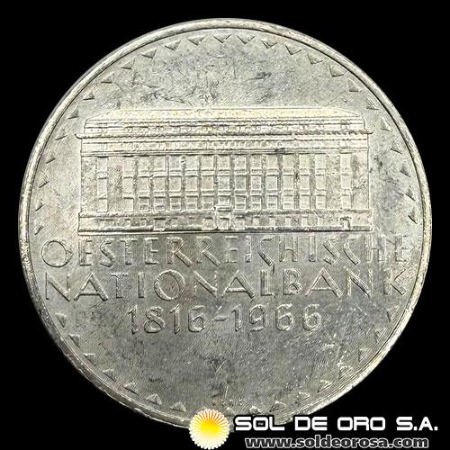 NA1 - AUSTRIA - 50 SCHILLING, 1966 - 150th ANNIVERSARY OF THE NATIONAL BANK - MONEDA DE PLATA