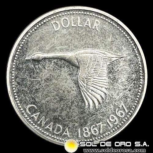 CANADA - 1 DOLLAR, 1967 - CONFEDERATION CENTENNIAL - ELIZABETH II - MONEDA DE PLATA