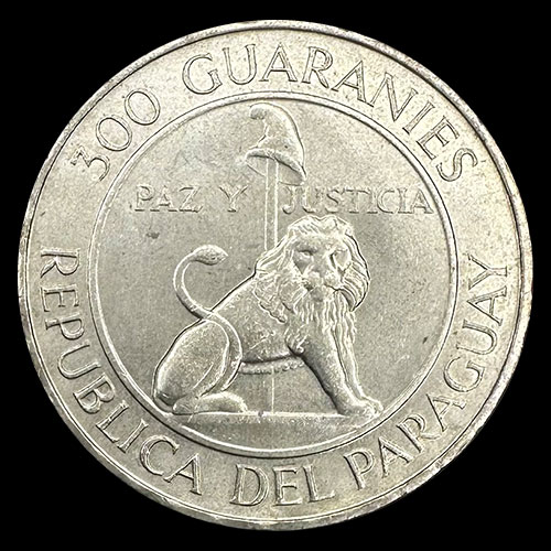 PARAGUAY - 300 GUARANIES - GENERAL STROESSNER - PERIODO 1968 A 1973 - MONEDA DE PLATA