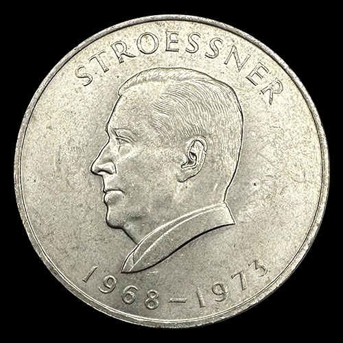 PARAGUAY - 300 GUARANIES - GENERAL STROESSNER - PERIODO 1968 A 1973 - MONEDA DE PLATA