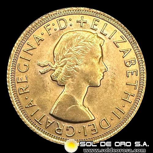 INGLATERRA - SOVEREIGN, LIBRA INGLESA (ELIZABETH II - SIN CORONA), 1968 - MONEDA DE ORO