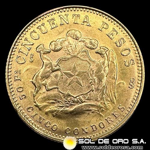 REPUBLICA DE CHILE - 50 PESOS (5 CONDORES) - 1970 - MONEDA DE ORO