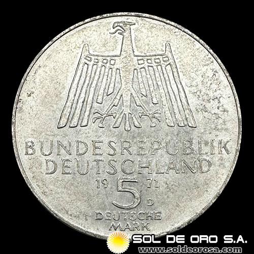 	NA1 - ALEMANIA - 5 MARK - 1971 - Subject: 500th anniversary of birth of Albrecht Durer - MONEDA DE PLATA