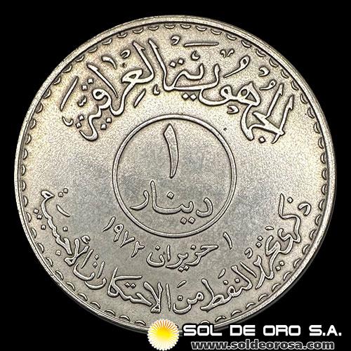 NA3 - IRAK - 1 DINAR, 1972 - MONEDA DE PLATA