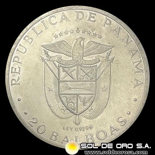 NA4 - PANAMA - 20 BALBOAS, 1972 - SIMON BOLIVAR - MONEDA DE PLATA