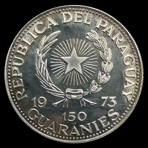 NUMIS - PARAGUAY - PM 87 - 150 GUARANIES, 1973  -Motivo: OLIMPIADAS MUNICH 1972 - BOXEO / BOX -  MONEDAS CONMEMORATIVAS DE PLATA