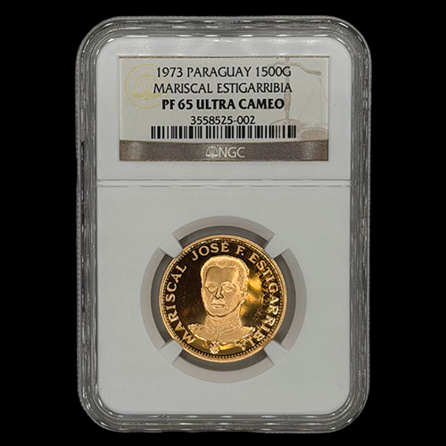 STAL - PARAGUAY - PM 103 - 1.500 GUARANIES, 1973 - Motivo: MARISCAL JOSE FELIX ESTIGARRIBIA - MONEDAS CONMEMORATIVAS DE ORO