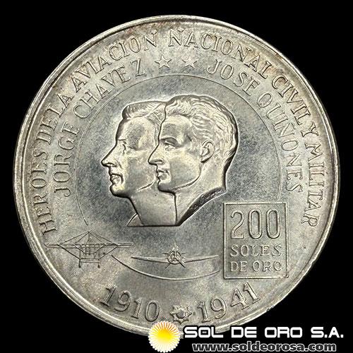 NA4 - REPUBLICA PERUANA - 200 SOLES DE ORO, 1974 - HEROES DE LA AVIACION - MONEDA DE PLATA