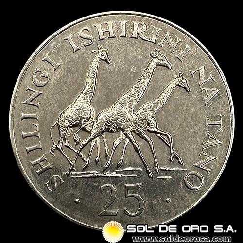 NA4 - TANZANIA - 25 SHILINGI, 1974 - CONSERVACION - MONEDA DE PLATA