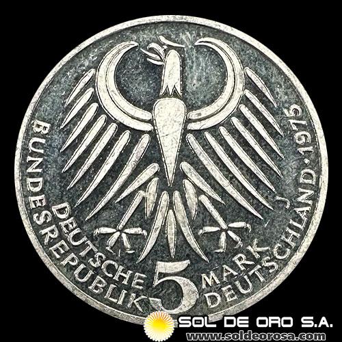 NA1 - ALEMANIA - 5 MARK - 1975 - Subject: 50th Anniversary - Death of Friedrich Ebert - MONEDA DE PLATA