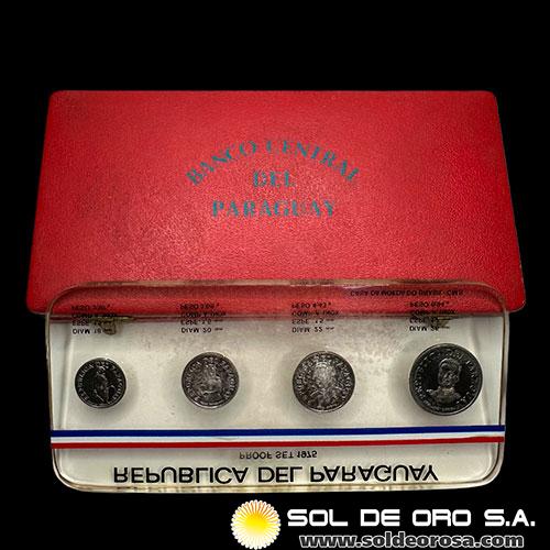 NUMIS - MONEDAS DEL PARAGUAY - 1, 5, 10 Y 50 GUARANIES, 1975 - SET PROOF CONMEMORATIVO
