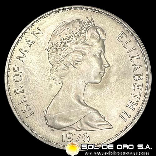 NA3 - ISLE OF MAN - 1 CROWN, 1976 - BICENTENARIO DE ESTADOS UNIDOS - MONEDA DE PLATA