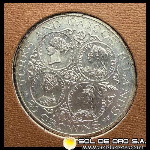 TURKS AND CAICOS ISLANDS - 20 CROWNS, 1976 - QUEEN VICTORIA - MONEDA DE PLATA
