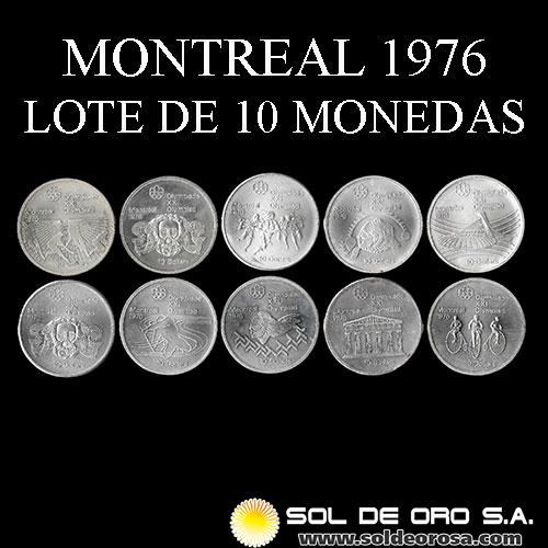 CANADA - 10 DOLLARS, 1974/75/76 - OLIMPIADAS MONTREAL 1976 - LOTE DE 10 MONEDAS DE PLATA