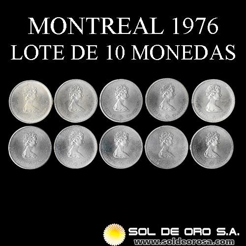 CANADA - 10 DOLLARS, 1974/75/76 - OLIMPIADAS MONTREAL 1976 - LOTE DE 10 MONEDAS DE PLATA