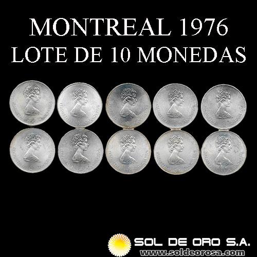 CANADA - 5 DOLLARS, 1974/75/76 - OLIMPIADAS MONTREAL 1976 - LOTE DE 10 MONEDAS DE PLATA