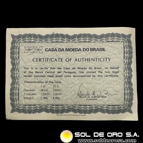 NUMIS - MONEDAS DEL PARAGUAY - SET PROOF DE 1 Y 10 GUARANIES - 1976 - SET CONMEMORATIVA DE MONEDAS