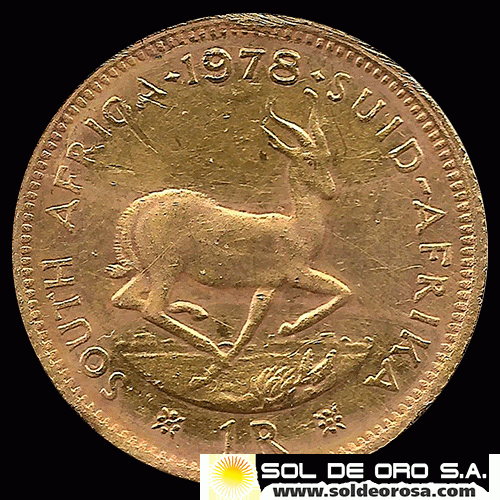 SUDAFRICA - 1 RAND, 1978 - MONEDA DE ORO