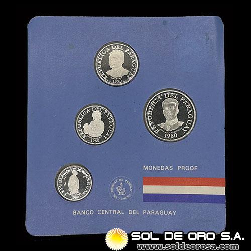 NUMIS - MONEDAS DEL PARAGUAY - SET PROOF DE 1, 5, 10 Y 50 GUARANIES - 1980 - SET CONMEMORATIVA DE MONEDAS