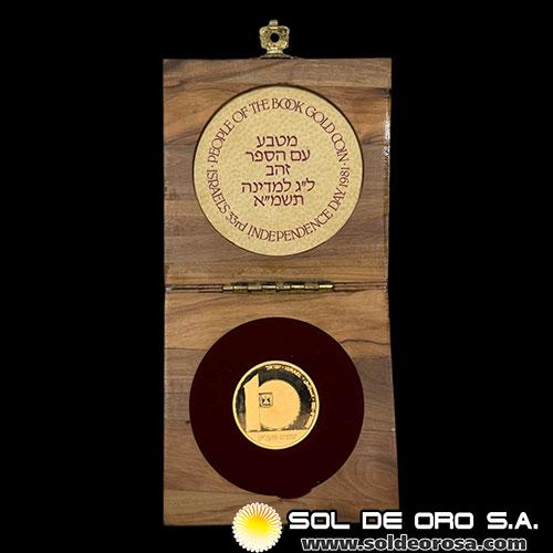ISRAEL - 10 SHEQALIM, 1981 - INDEPENDENCE DAY - PEOPLE OF THE BOOK - MONEDA DE ORO