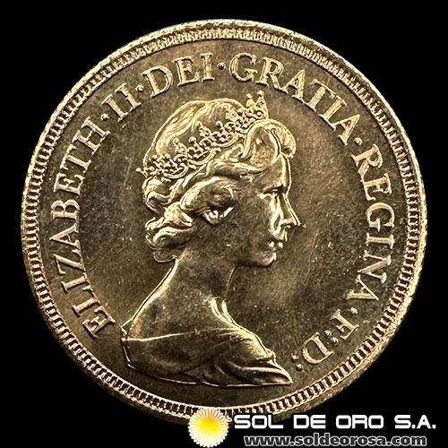 INGLATERRA - SOVEREIGN, LIBRA INGLESA (ELIZABETH II - CORONADA), 1982 - MONEDA DE ORO