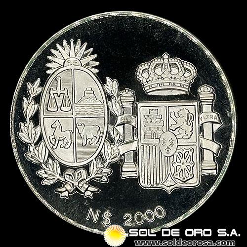 REPUBLICA DEL URUGUAY - 2000 NUEVOS PESOS, 1983 - VISITA DE LOS REYES DE ESPAÑA - MONEDA DE PLATA