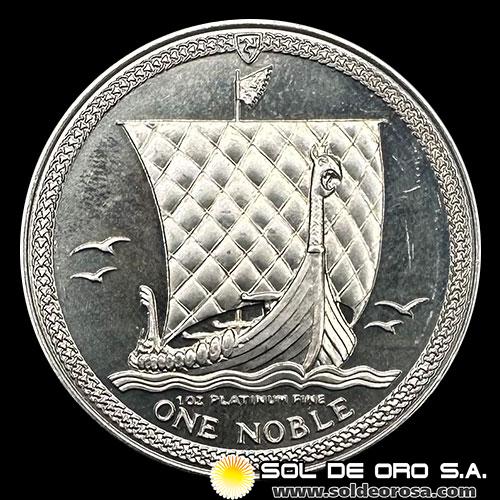 ISLE OF MAN - 1 NOBLE, 1985 - VIKING LONGSHIP - MONEDA DE PLATINO