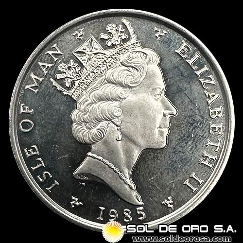 ISLE OF MAN - 1 NOBLE, 1985 - VIKING LONGSHIP - MONEDA DE PLATINO