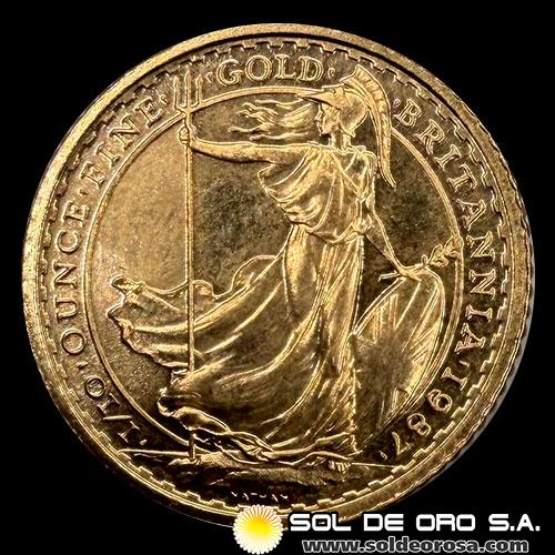 INGLATERRA - 10 POUNDS, 1987 - ELIZABETH II - MONEDA DE ORO