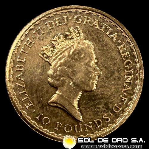 INGLATERRA - 10 POUNDS, 1987 - ELIZABETH II - MONEDA DE ORO