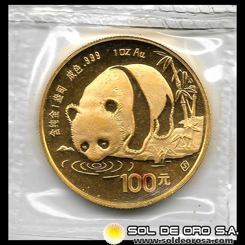 CHINA - PANDA 1 oz., 100 YUAN - 1987 - MONEDA DE ORO