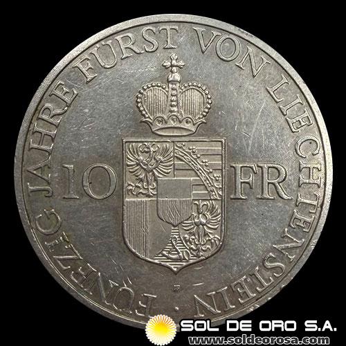 NA2 - LIECHTENSTEIN - 10 FRANKEN, 1988 - FRANZ JOSEF II - MONEDA DE PLATA