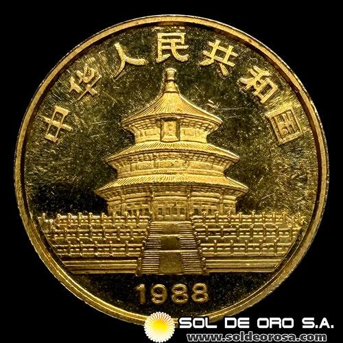 CHINA - PANDA 1/4 oz., 1988 - 25 YUAN - MONEDA DE ORO