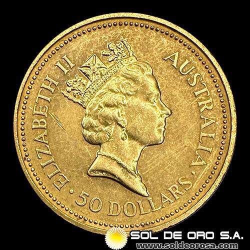 AUSTRALIA - 1/2 oz., 50 DOLLARS, 1988 - AUSTRALIAN NUGGET - MONEDA DE ORO