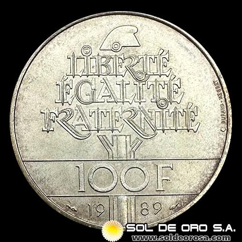 NA3 - FRANCIA - 100 FRANCS, 1989 - MONEDA DE PLATA