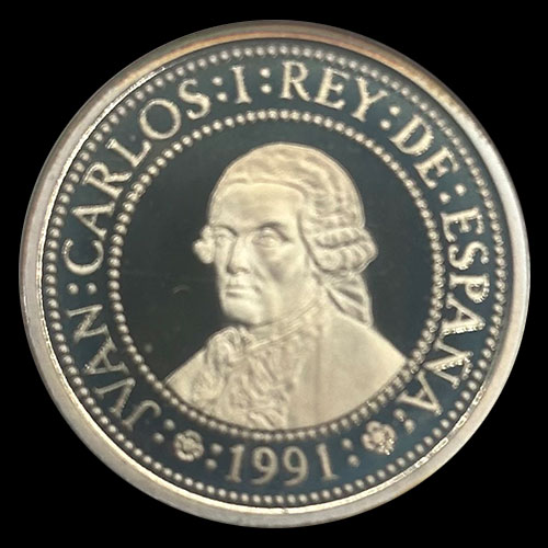 NA2 - ESPAÑA - 500 PESETAS - 1991 - BUST OF JORGE JUAN WITHIN BEADED CIRCLE - MONEDA DE PLATA