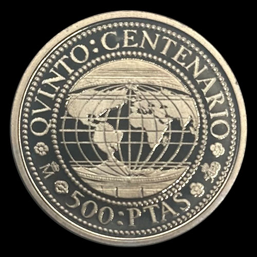 NA2 - ESPAÑA - 500 PESETAS - 1991 - BUST OF JORGE JUAN WITHIN BEADED CIRCLE - MONEDA DE PLATA