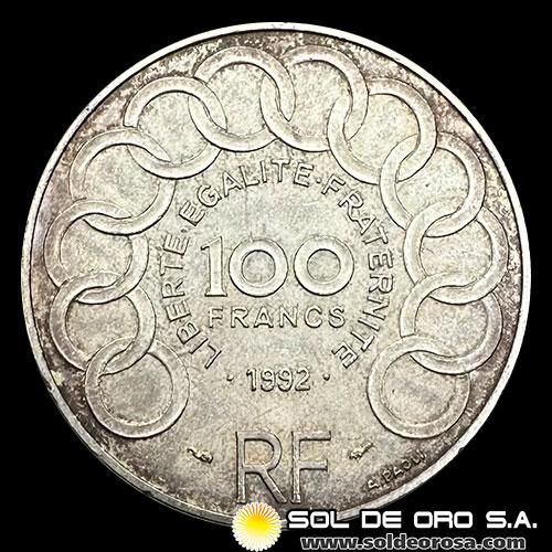 NA3 - FRANCIA - 100 FRANCS, 1992 - MONEDA DE PLATA