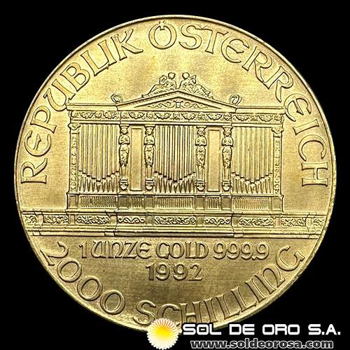AUSTRIA - REPUBLIK OSTERREICH - 2.000 SCHILLING, 1992 - MONEDA DE ORO