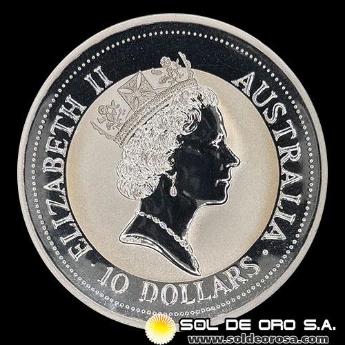 AUSTRALIA - 10 DOLLARS, 1992 - AUSTRALIAN KOOKABURRA - 10 OUNCES - MONEDA DE PLATA