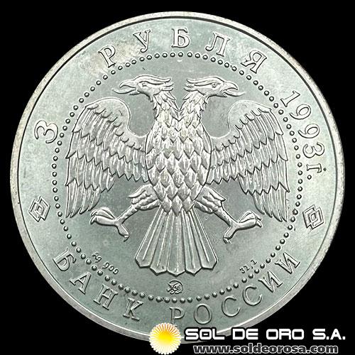 NA4 - RUSIA - 3 RUBLOS, 1993 - MONEDA DE PLATA