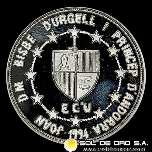 NA1 - ANDORRA - 10 DINERS, 1994 - PETER III - MONEDA DE PLATA