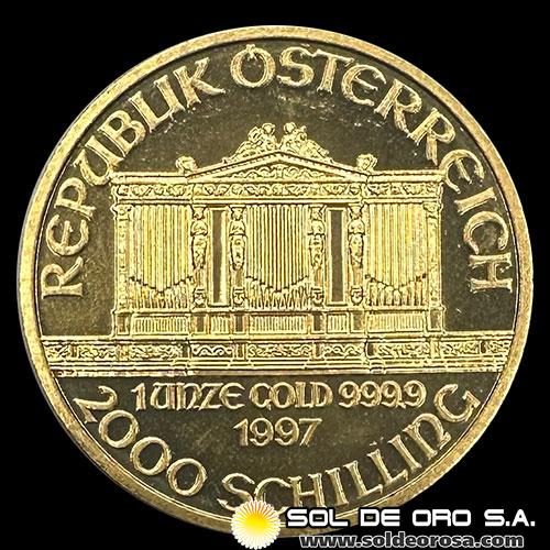 AUSTRIA - REPUBLIK OSTERREICH - 2.000 SCHILLING, 1997 - MONEDA DE ORO