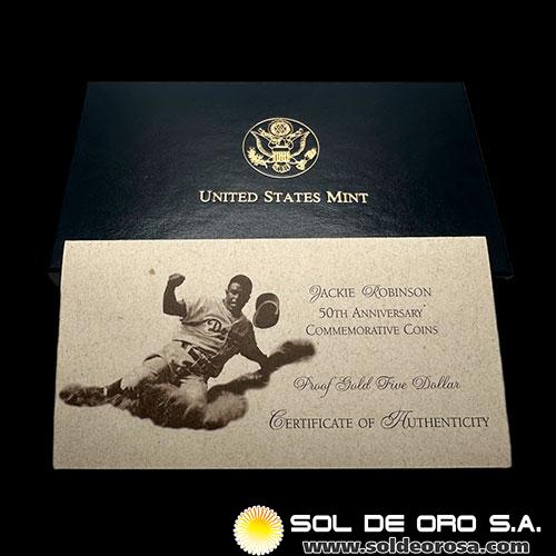 ESTADOS UNIDOS DE AMERICA - 5 DOLLARS, 1997 - JACKIE ROBINSON - MONEDA DE ORO